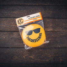画像をギャラリービューアに読み込む, KC HiLiTES Retro 6in Round Yellow Vinyl Light Cover w/ Black KC Sunglasses Logo