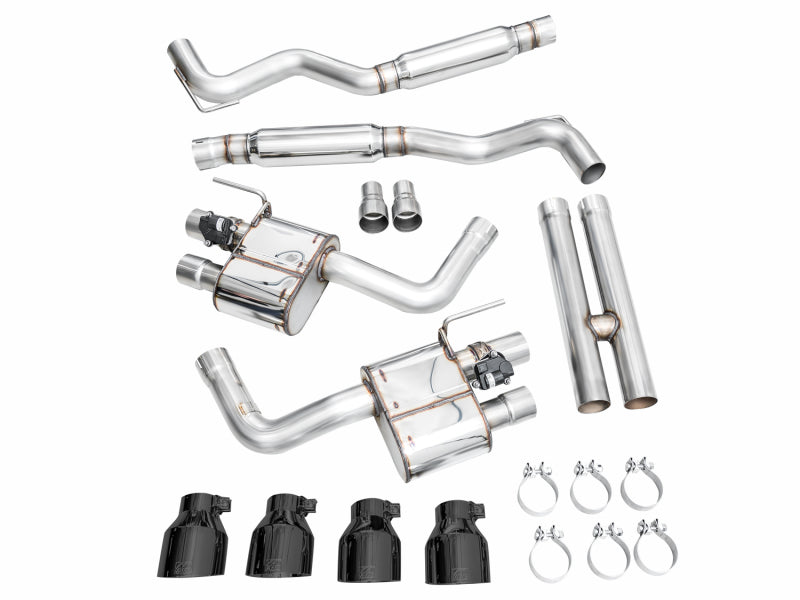 AWE 2024 Ford Mustang Dark Horse S650 RWD SwitchPath Cat-Back Exhaust w/ Quad Diamond Black Tips