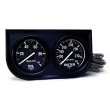 画像をギャラリービューアに読み込む, Autometer AutoGage Two-Gauge Console 52.4mm Mech 0-100 PSI Oil Press / 130-280 Deg Water Temp- Black