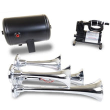 画像をギャラリービューアに読み込む, Kleinn Chrome Quad Horn Kit w/ 130 PSI Air Compressor / 1.0 gal Air Tank