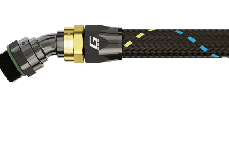 GReddy AN08 30 DEGREE ORB MALE BLACK/GOLD ANODIZED