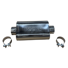 画像をギャラリービューアに読み込む, Kooks 3in Oval Clamp In Center/Center Muffler 12in Long Body Polished Stainless Steel