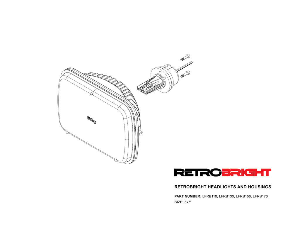 Holley RetroBright LED Forward Facing Light - Yellow Lens - 5 in. x 7 in. Rectangle