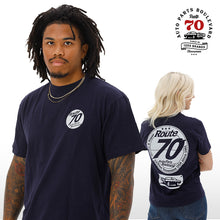 画像をギャラリービューアに読み込む, R70 オフィシャルTシャツ アメリカン レトロモダン USルート70 ネイビー メンズ