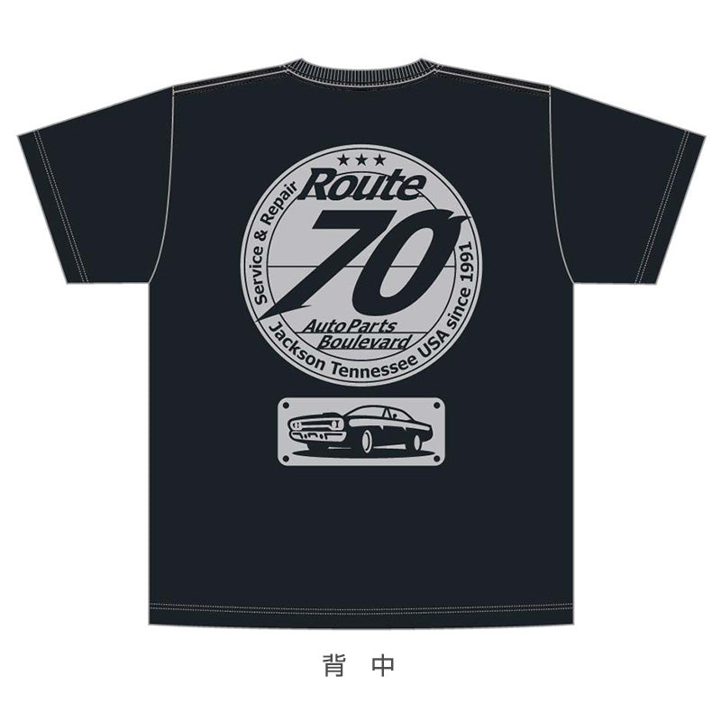 R70 オフィシャルTシャツ アメリカン レトロモダン USルート70 ネイビー メンズ