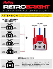 画像をギャラリービューアに読み込む, Holley RetroBright Adapter - H4 Non-Standard Plug - Pin-Out Swap - Vehicles With Non-Standard 3 Prong Headlight Plugs or That Require a Pin Out Swap