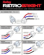 画像をギャラリービューアに読み込む, Holley RetroBright Adapter - H4 Non-Standard Plug - Pin-Out Swap - Vehicles With Non-Standard 3 Prong Headlight Plugs or That Require a Pin Out Swap