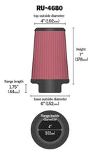 画像をギャラリービューアに読み込む, K&amp;N Universal Clamp-On Air Filter 4in FLG / 6in B / 4in T / 7in H