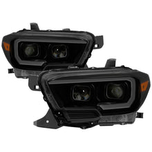 画像をギャラリービューアに読み込む, xTune Toyota Tacoma 16-18 DRL Light Bar Projector Headlights - Black Smoked PRO-JH-TTA16-LBDRL-BSM