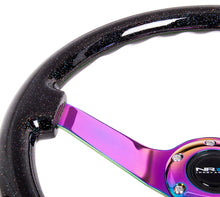 画像をギャラリービューアに読み込む, NRG Reinforced Steering Wheel (350mm / 3in. Deep) Classic Blk Sparkle w/4mm Neochrome 3-Spoke Center