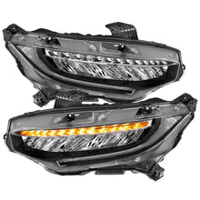 画像をギャラリービューアに読み込む, ANZO 16-17 Honda Civic Projector Headlights Plank Style Black w/Amber/Sequential Turn Signal