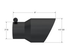 画像をギャラリービューアに読み込む, MBRP Universal Tip 4.5in OD 3in Inlet 8in Length Dual Walled Angled Exhaust Tip - Black
