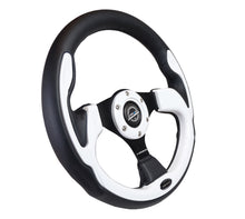 画像をギャラリービューアに読み込む, NRG Reinforced Steering Wheel (320mm) Blk w/White Trim &amp; 4mm 3-Spoke