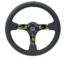画像をギャラリービューアに読み込む, NRG Reinforced Steering Wheel (350mm/ 3in. Deep) Matte Black Spoke/Black Leather/ Yellow Center