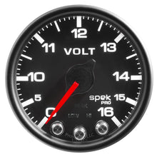 画像をギャラリービューアに読み込む, Autometer Spek-Pro Gauge Voltmeter 2 1/16in 16V Stepper Motor W/Peak &amp; Warn Blk/Blk