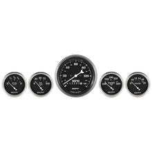 画像をギャラリービューアに読み込む, Auto Meter Gauge Kit 5 pc. 3 3/8in &amp; 2 1/16in Elec. Speedometer Old Tyme Black