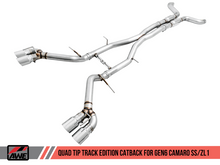 画像をギャラリービューアに読み込む, AWE Tuning 16-19 Chevy Camaro SS Resonated Cat-Back Exhaust -Track Edition (Quad Chrome Silver Tips)