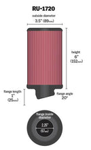 画像をギャラリービューアに読み込む, K&amp;N Filter Universal Rubber Round Air Filter 20 Deg Flange Angle 2.25in Flange ID x 3.5in OD x 6in H