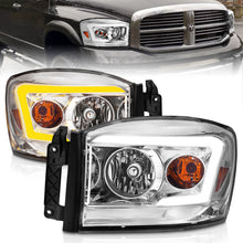 画像をギャラリービューアに読み込む, ANZO 06-09 Dodge RAM 1500/2500/3500 Headlights Chrome Housing/Clear Lens (w/Switchback Light Bars)