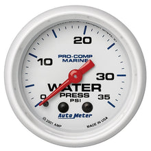 画像をギャラリービューアに読み込む, Autometer Marine White 2-1/16in 35 PSI Mechanical Water Pressure Gauge