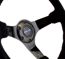 画像をギャラリービューアに読み込む, NRG Reinforced Steering Wheel (350mm / 3in. Deep) Blk Suede w/Red BBall Stitch &amp; Black 3-Spoke