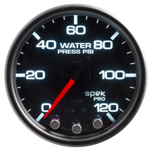 画像をギャラリービューアに読み込む, Autometer Spek-Pro Gauge Water Press 2 1/16in 120psi Stepper Motor W/Peak &amp; Warn Blk/Smoke/Blk