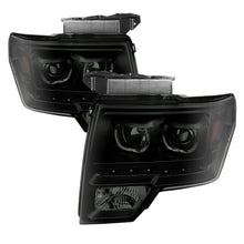 画像をギャラリービューアに読み込む, xTune Ford F150 09-14 Projector Headlights Halogen Model LED Halo Black Smoke PRO-JH-FF15009-CFB-BSM