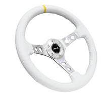 画像をギャラリービューアに読み込む, NRG Reinforced Steering Wheel (350mm / 3in. Deep) White Leather w/Silver Spoke &amp; Single Yellow Mark