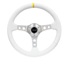 画像をギャラリービューアに読み込む, NRG Reinforced Steering Wheel (350mm / 3in. Deep) White Leather w/Silver Spoke &amp; Single Yellow Mark