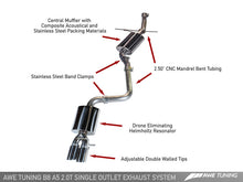 画像をギャラリービューアに読み込む, AWE Tuning Audi B8 A5 2.0T Touring Edition Single Outlet Exhaust - Polished Silver Tips