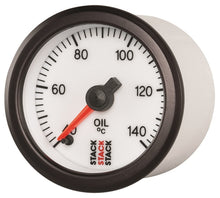 画像をギャラリービューアに読み込む, Autometer Stack 52mm 40-140 Deg C 1/8in NPTF Male Pro Stepper Motor Oil Temp Gauge - White