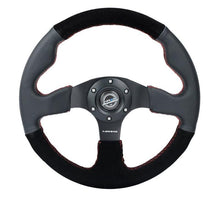 画像をギャラリービューアに読み込む, NRG Reinforced Steering Wheel (320mm/ 2.5in. Deep) Sport Leather / Suede w/ Red Stitch