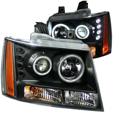 画像をギャラリービューアに読み込む, ANZO 2007-2013 Chevrolet Avalanche Projector Headlights w/ Halo Black (CCFL)
