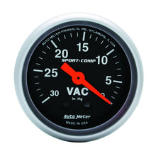 画像をギャラリービューアに読み込む, Autometer Sport-Comp 2-1/16in. 30 IN HG Mechanical Vacuum Gauge