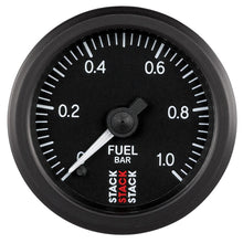 画像をギャラリービューアに読み込む, Autometer Stack 52mm 0-1 Bar M10 Male Pro Stepper Motor Fuel Pressure Gauge - Black