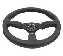 画像をギャラリービューアに読み込む, NRG Reinforced Steering Wheel (350mm / 2.5in. Deep) Blk Leather Comfort Grip w/5mm Matte Blk Spokes