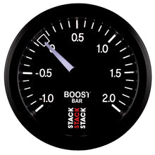 画像をギャラリービューアに読み込む, Autometer Stack 52mm -1 to +2 Bar T-Fitting 0.187in Barb (M) Mechanical Boost Pressure Gauge - Black