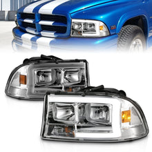 画像をギャラリービューアに読み込む, ANZO 97-04 Dodge Dakota/Durango Crystal headlight Set w/ Light Bar Chrome Housing