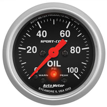 画像をギャラリービューアに読み込む, Autometer 2-1/16in Oil Pressure w/Peak &amp; Warn 0-100 PSI Stepper Motor Sport-Comp