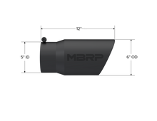 画像をギャラリービューアに読み込む, MBRP Universal Tip 6in O.D. Angled Rolled End 5 inlet 12 length - Black Finish