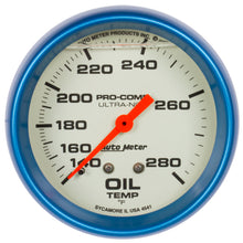 画像をギャラリービューアに読み込む, AutoMeter Gauge Oil Temp 2-5/8in. 140-280 Deg. F Liquid Filled Mech Glow In Dark Ultra-Nite