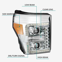 画像をギャラリービューアに読み込む, AlphaRex 11-16 Ford F-250 SD PRO-Series Projector Headlights Plank Style Design Chrome w/Seq Signal