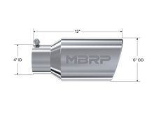 画像をギャラリービューアに読み込む, MBRP Universal Tip 6 O.D. Angled Rolled End 4 inlet 12 length