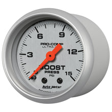 画像をギャラリービューアに読み込む, Autometer Ultra-Lite 52mm 0-15 PSI Mechanical Boost Gauge