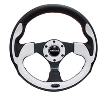 画像をギャラリービューアに読み込む, NRG Reinforced Steering Wheel (320mm) Blk w/White Trim &amp; 4mm 3-Spoke