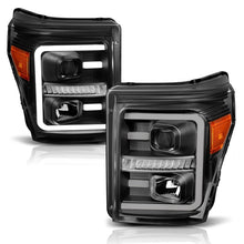 画像をギャラリービューアに読み込む, ANZO 2011-2016 Ford F250 Projector Headlights w/ Plank Style Switchback Black w/ Amber