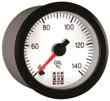 画像をギャラリービューアに読み込む, Autometer Stack 52mm 40-140 Deg C 1/8in NPTF Male Pro Stepper Motor Oil Temp Gauge - White
