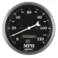 画像をギャラリービューアに読み込む, Auto Meter Gauge Speedo. 5in 120mph Elec. Prog. w/ LCD Odo Old Tyme Black