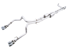 画像をギャラリービューアに読み込む, AWE Tuning 22-23 GMC Sierra 1500 AT4X 6.2L 0FG Catback Split Dual (Flat Bumper) - Chrome Silver Tips