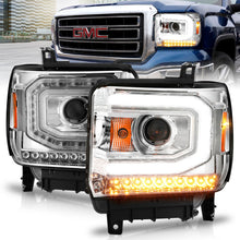 画像をギャラリービューアに読み込む, ANZO 2014-2015 GMC Sierra 1500 Projector Headlights w/ Light Bar Chrome Housing (Halogen Type)